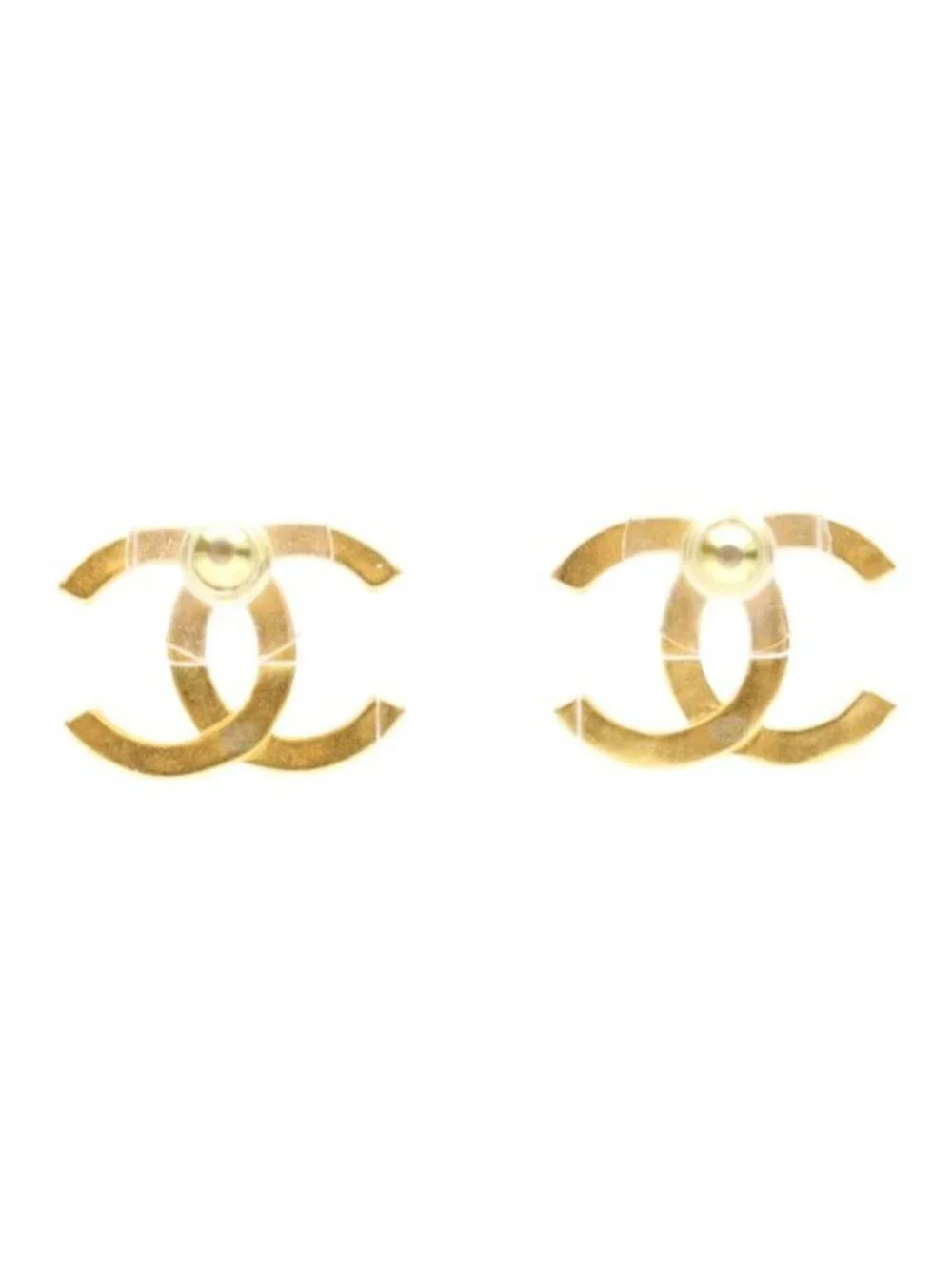 Chanel 24k Gold Rhinestone CC Logo Earrings